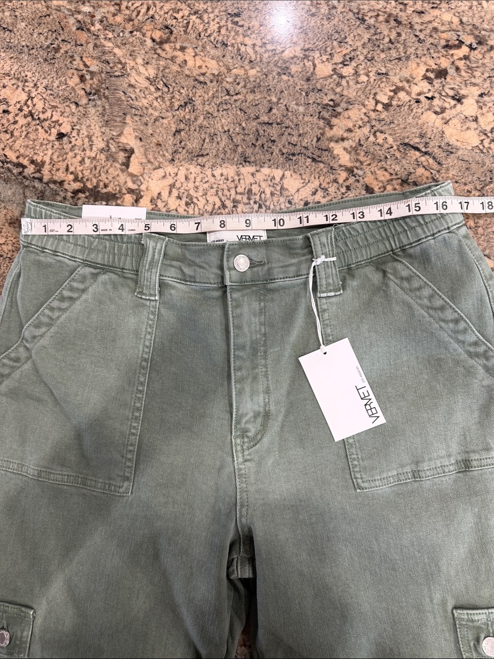 Olive Green High-Rise Utility Jeans for Women - Picture 7 of 9